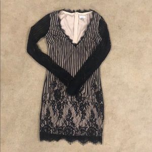 Tobi Lace black and nude dress